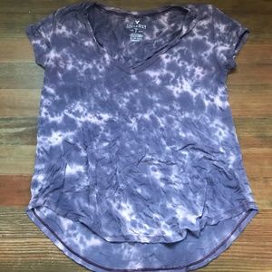 AE Soft & Sexy Purple Tie-Dye V-Neck Shirt